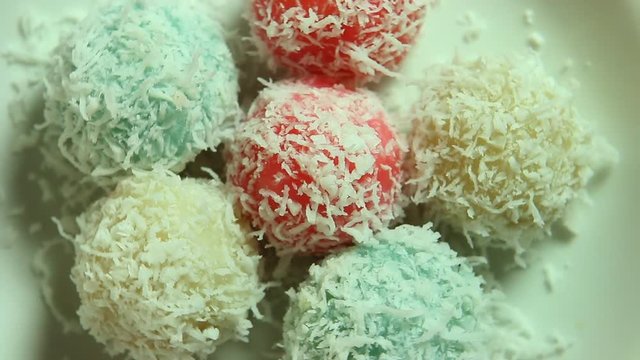  coconut balls dessert or Kanom  Tom, Thai dessert