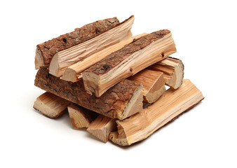 Pile of firewood isolated on a white background