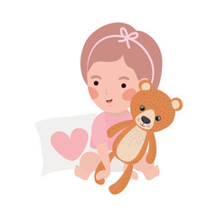 cute little girl baby with bear teddy character