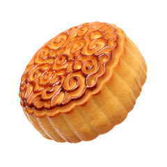 Mid-Autumn Festival moon cake on white background 
