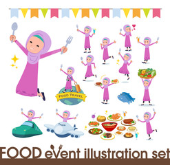 Obraz na płótnie Canvas flat type Arab girl_food festival