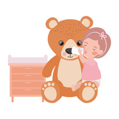 cute little girl baby with drawer and toys character