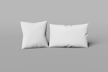 White square and rectangular a mocap pillow on a gray background. 3D rendering.