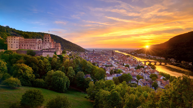 Spectacular sunset in Heidelberg, Germany