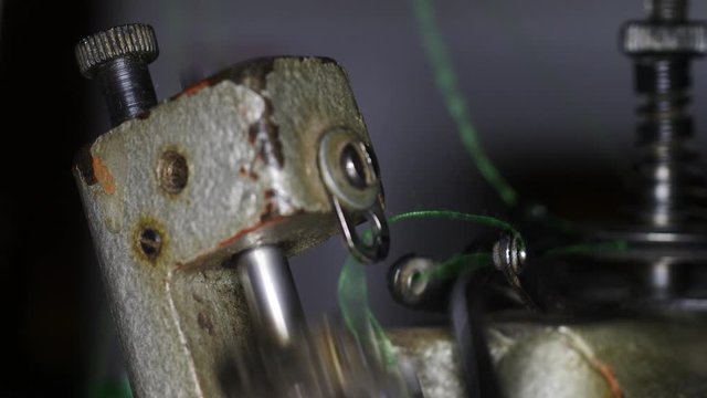 Retro overlock sews macro panoramic shot