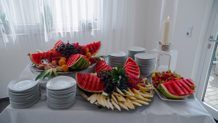buffet fruit and watermelon is on the table