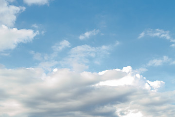 White fluffy clouds in the blue sky in summer