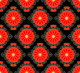 Japanese Wedding Chrysanthemum Flower Seamless Pattern