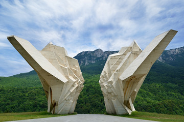 Sutjeska Monument, Tjentiste, Bosnia Herzegovina. A war memorial built to commemorate the fallen...