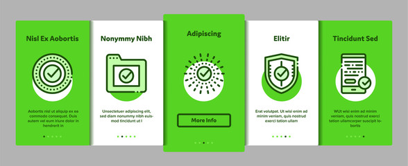 Approved Elements Vector Onboarding Mobile App Page Screen. Contour Illustrations