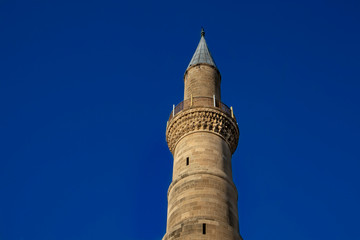 minaret of gothic cathedral rebuilt to mosque in north part of Nicosia the capital city of Cyprus