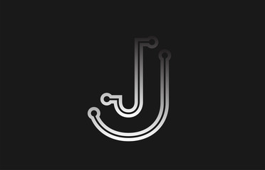 black and white line alphabet letter J for company logo icon design