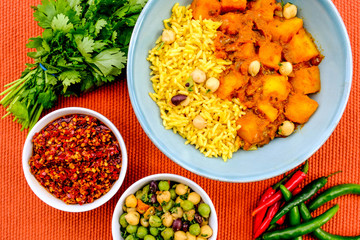 Indian Style Potato Vegetarian Curry and Rice