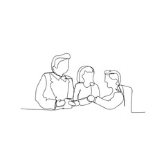 continuous line drawing of business meeting. isolated sketch drawing of business meeting line concept. outline thin stroke vector illustration