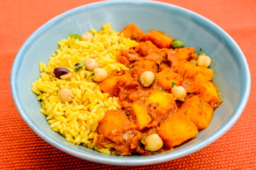 Indian Style Potato Vegetarian Curry and Rice
