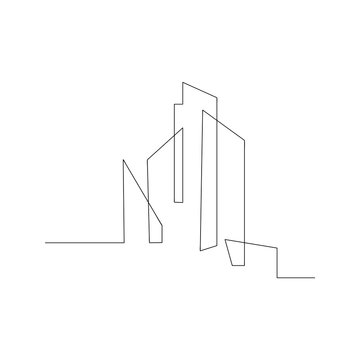 continuous line drawing of building cityscape. isolated sketch drawing of building cityscape line concept. outline thin stroke vector illustration