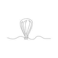 continuous line drawing of air balloon. isolated sketch drawing of air balloon line concept. outline thin stroke vector illustration