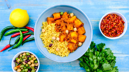 Indian Style Potato Vegetarian Curry and Rice