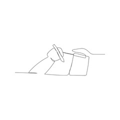 continuous line drawing of hands writing letter. isolated sketch drawing of hands writing letter line concept. outline thin stroke vector illustration