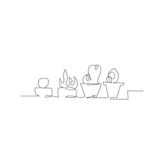 continuous line drawing of cactus set. isolated sketch drawing of cactus set line concept. outline thin stroke vector illustration