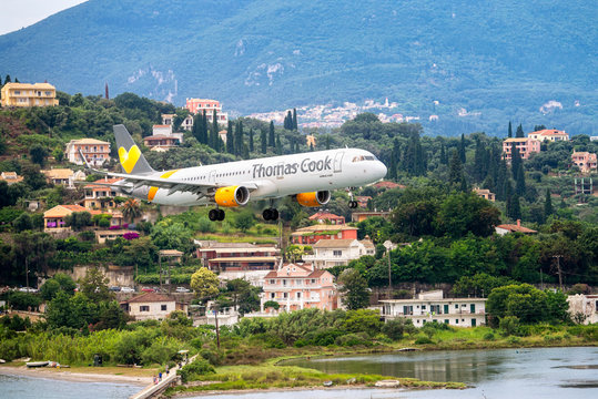 Airplane in approach on Corfu