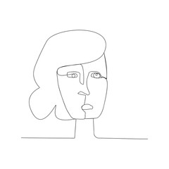 continuous line drawing of face and hairstyle. isolated sketch drawing of face and hairstyle line concept. outline thin stroke vector illustration
