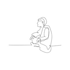 continuous line drawing of men sitting. isolated sketch drawing of men sitting line concept. outline thin stroke vector illustration
