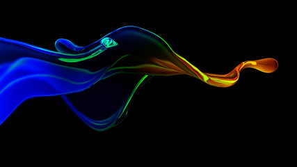 Splash fluid. 3d illustration, 3d rendering.