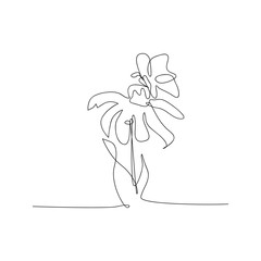 continuous line drawing of beautiful flower with butterfly. isolated sketch drawing of beautiful flower with butterfly line concept. outline thin stroke vector illustration