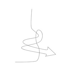 continuous line drawing of arrow. isolated sketch drawing of arrow line concept. outline thin stroke vector illustration