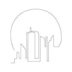 continuous line drawing of cityscape buildings. isolated sketch drawing of cityscape buildings line concept. outline thin stroke vector illustration