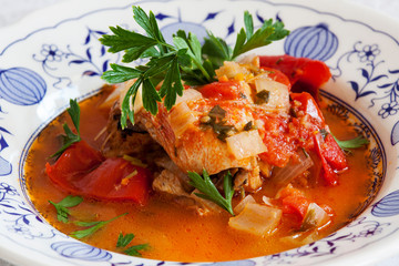 cooked fish with vegetables