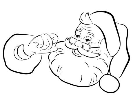 recommend clip art: Santa Claus face. Portrait of Santa. Black white christmas pattern. Sketch the head of Santa Claus. Tattoo.
