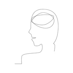 continuous line drawing of portrait of a thinker. isolated sketch drawing of portrait a thinker line concept. outline thin stroke vector illustration