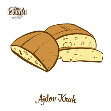 Colored drawing of Ajdov Kruh bread