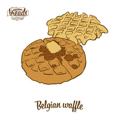 Colored drawing of Belgian waffle bread