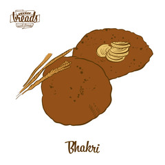 Colored drawing of Bhakri bread - obrazy, fototapety, plakaty