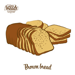 Colored drawing of Brown bread bread