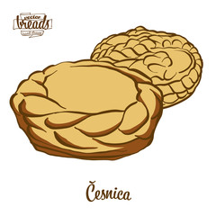 Colored drawing of Cesnika bread