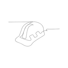 continuous line drawing of hard hat. isolated sketch drawing of hard hat line concept. outline thin stroke vector illustration