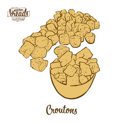 Colored drawing of Croutons bread