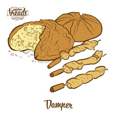 Colored drawing of Damper bread