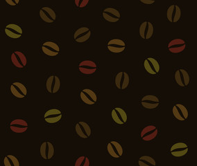 Brown Coffee Beans Seamless Dark Background. Vector