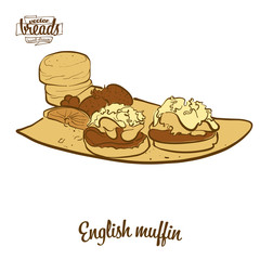 Colored drawing of English muffin bread