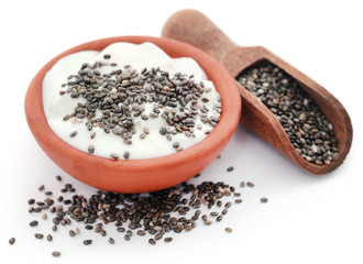 Yogurt in a bowl with chia seeds