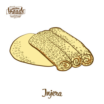 Colored Drawing Of Injera Bread