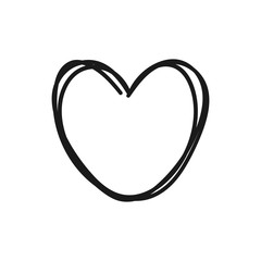 Heart doodle, hand drawn symbol of love. Sketched illustration.