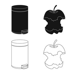 Isolated object of refuse and junk icon. Collection of refuse and waste stock symbol for web.