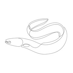 Eel illustration drawn by one line. Minimalist style vector illustration