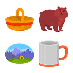 Vector illustration of picnic and nature sign. Collection of picnic and travel vector icon for stock.